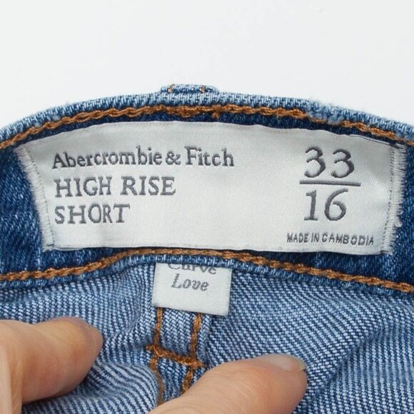 Abercrombie & Fitch Womens Curve Love High Rise Shorts Size 33 16 Distressed - Picture 7 of 8